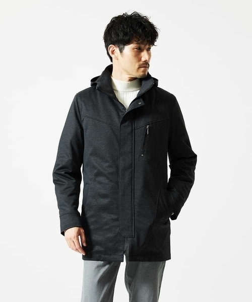 MK MICHEL KLEIN HOMME （エムケーミッシェルクランオム）の「【４サイズ/中綿ライナー付/３WAY】フード付きコート / 千鳥柄（モッズコート・メンズ・チャコールグレー・46/48/51）」の3枚目の写真