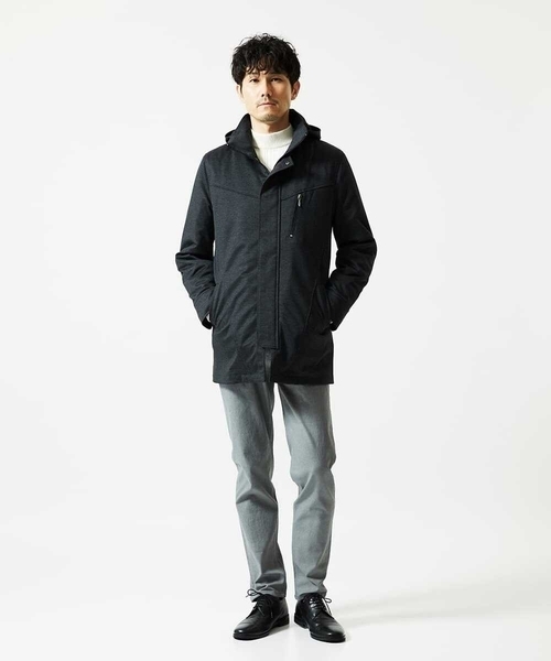 MK MICHEL KLEIN HOMME （エムケーミッシェルクランオム）の「【４サイズ/中綿ライナー付/３WAY】フード付きコート / 千鳥柄（モッズコート・メンズ・チャコールグレー・46/48/51）」の4枚目の写真