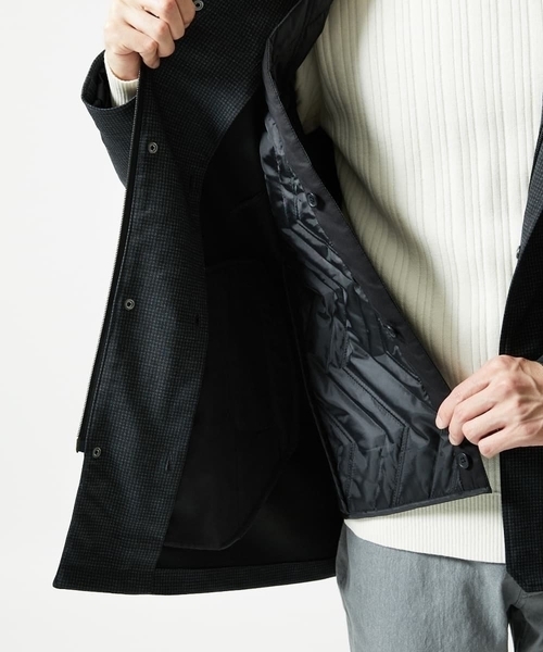 MK MICHEL KLEIN HOMME （エムケーミッシェルクランオム）の「【４サイズ/中綿ライナー付/３WAY】フード付きコート / 千鳥柄（モッズコート・メンズ・チャコールグレー・46/48/51）」の19枚目の写真