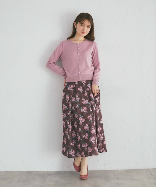 tocco closet(トッコ クローゼット)の「フラワービジュー釦ニットカーディガン(カーディガン/ボレロ・レディース・サファリグリーン/グレー/ピンク/チャコール・M)」の22枚目の写真
