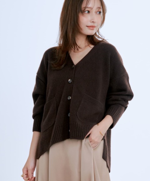 ウールカシミヤVネックロングカーディガン 【低身長・小柄女性