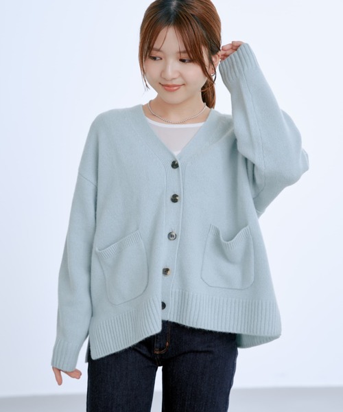 COHINA（コヒナ）の「ウールカシミヤVネックロングカーディガン 【低身長・小柄女性】（カーディガン/ボレロ・レディース・ブルー/オレンジ/ベージュ/ブラウン・ONE SIZE）」の3枚目の写真
