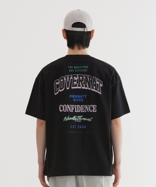 COVERNAT(カバーナット)の「マルチロゴタイポグラフィックTシャツブラック(Tシャツ/カットソー・レディース・その他・X-SMALL/SMALL/MEDIUM/LARGE/X-LARGE/XX-LARGE)」の1枚目の写真