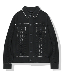 NOT4NERD（ノットフォーナード）の「Contrast Stitch Knit Trucker Jacket - Black（デニムジャケット）」