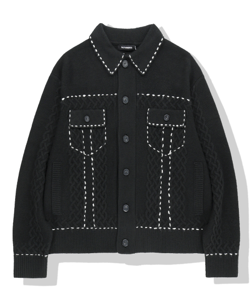 NOT4NERD(ノットフォーナード)の「Contrast Stitch Knit Trucker Jacket - Black(デニムジャケット・レディース・その他・MEDIUM/LARGE/X-LARGE)」の1枚目の写真