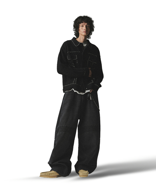 NOT4NERD(ノットフォーナード)の「Contrast Stitch Knit Trucker Jacket - Black(デニムジャケット・レディース・その他・MEDIUM/LARGE/X-LARGE)」の3枚目の写真