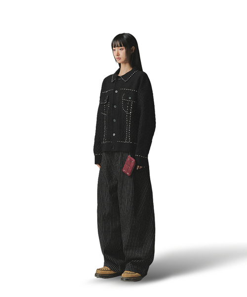 NOT4NERD(ノットフォーナード)の「Contrast Stitch Knit Trucker Jacket - Black(デニムジャケット・レディース・その他・MEDIUM/LARGE/X-LARGE)」の5枚目の写真