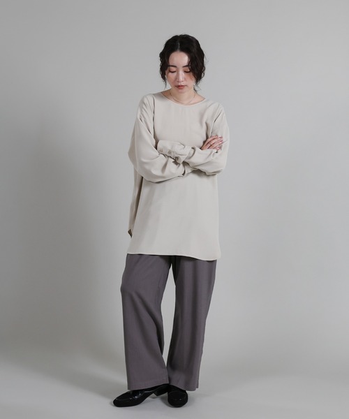 select MOCA Et（セレクトモカエト）の「【Et】Linen-blend Easy Pants（その他パンツ・レディース・ネイビー/ダークグレー・LARGE/MEDIUM）」の6枚目の写真