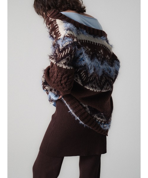ELCHELE(エルチェレ)の「NORDIC ZIP CARDIGAN(カーディガン/ボレロ・レディース・オフホワイト/ブラウン・FREE)」の6枚目の写真