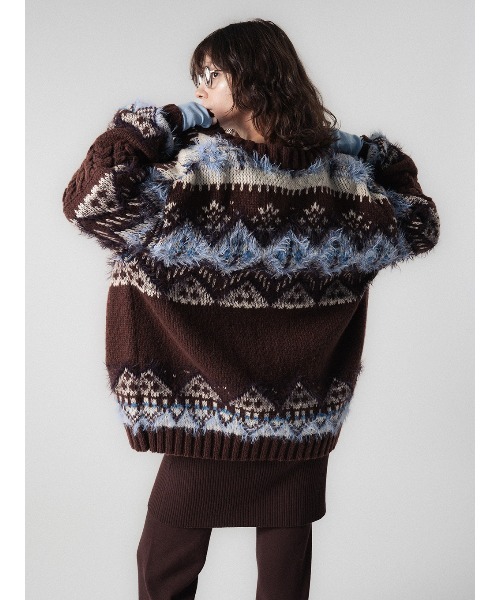 ELCHELE(エルチェレ)の「NORDIC ZIP CARDIGAN(カーディガン/ボレロ・レディース・オフホワイト/ブラウン・FREE)」の7枚目の写真