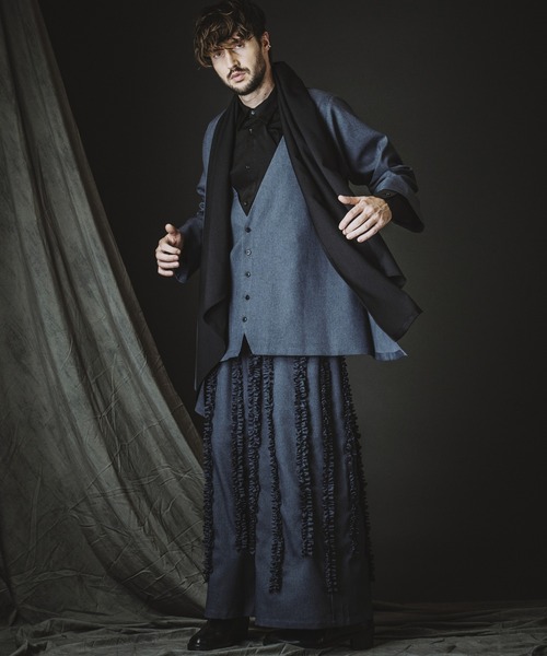NO ID.(ノーアイディ)の「【NO ID.】Frill Baggy Trousers / フリル バギー トラウザーズ(スラックス・メンズ・グレー/ブラック/その他22・1/2)」の13枚目の写真