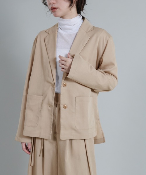 select MOCA Et(セレクトモカエト)の「【Et】Side Slit Tailored Jacket(テーラードジャケット・レディース・ブラック/ベージュ・FREE)」の9枚目の写真