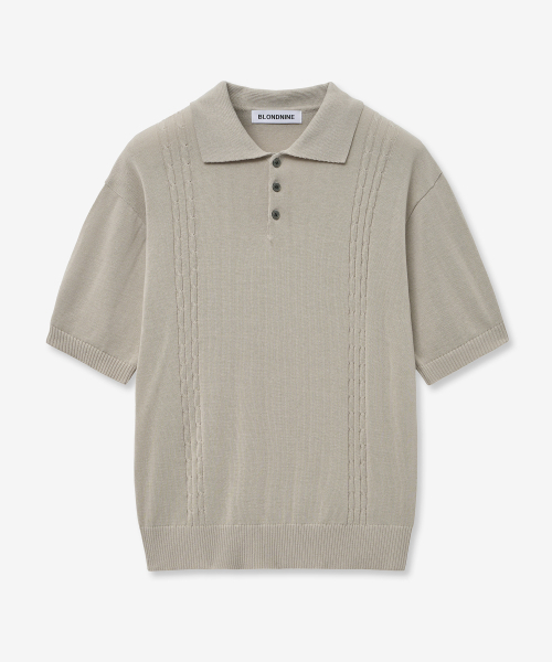 BLOND9(ブロンドナイン)の「ソフトケーブルカラー半袖ニット_ベージュ(ニット/セーター・メンズ・その他・MEDIUM/LARGE/X-LARGE)」の5枚目の写真