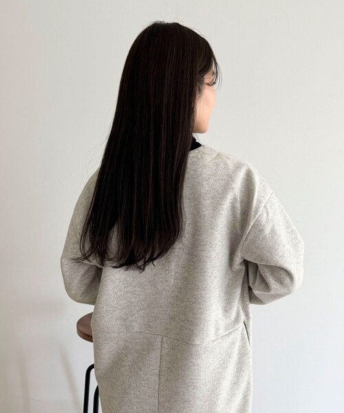 fredy emue（フレディエミュ）の「ソフトニットメルトンワンピース（ワンピース・レディース・オフホワイト/チャコールグレー・36/38）」の8枚目の写真