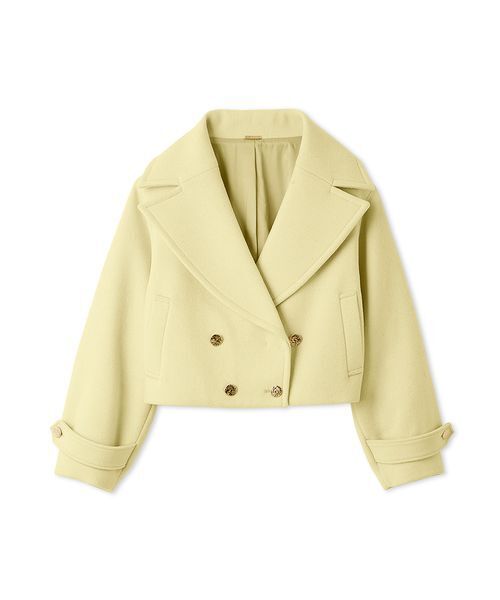 SNIDEL（スナイデル）の「ビッグカラーショートコート（ピーコート・レディース・ブラック/ライトベージュ/イエロー・F）」の3枚目の写真