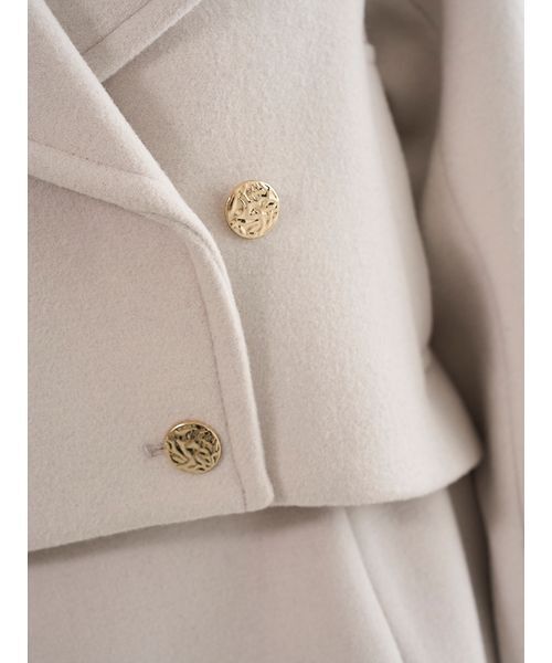 SNIDEL（スナイデル）の「ビッグカラーショートコート（ピーコート・レディース・ブラック/ライトベージュ/イエロー・F）」の8枚目の写真