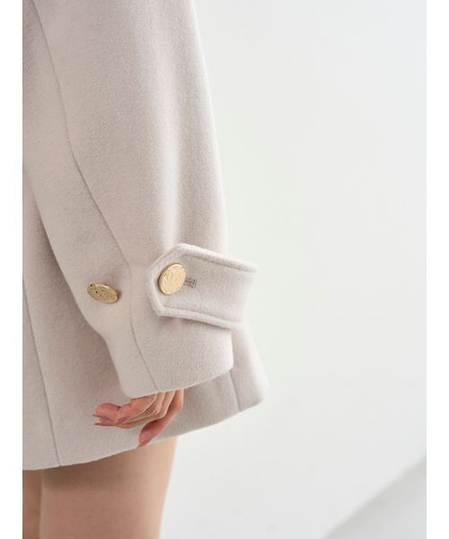 SNIDEL（スナイデル）の「ビッグカラーショートコート（ピーコート・レディース・ブラック/ライトベージュ/イエロー・F）」の9枚目の写真