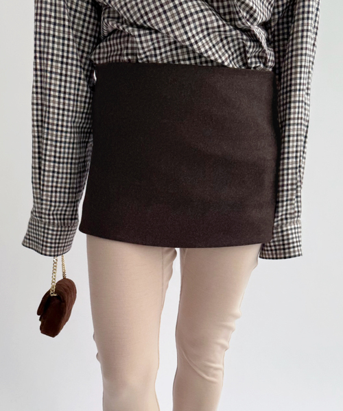 EDIT. FOR LULU(エディットフォールル)の「《追加》【PAN/パン】SCHONHERR FLANNEL MINI SKIRT(スカート・レディース・ブラウン/チャコールグレー・FREE)」の2枚目の写真