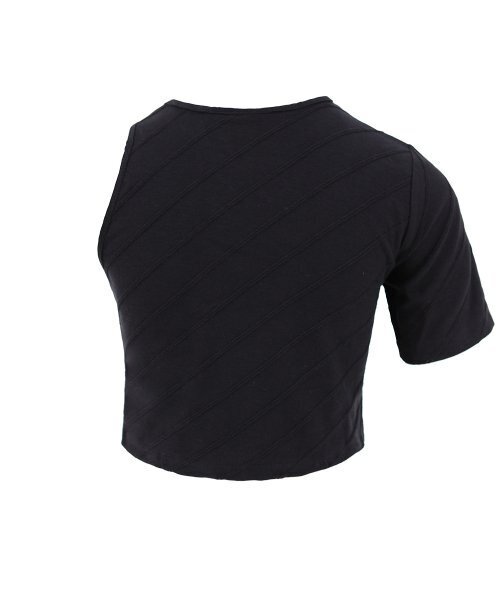 PLASMASPHERE(プラズマスフィア)の「アンバランスTシャツブラック(アンバランスクロップTシャツ)(その他トップス・レディース・ブラック・FREE)」の2枚目の写真