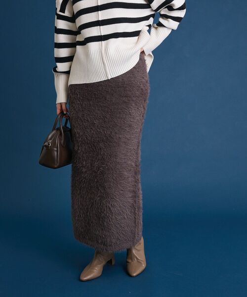 Green　Parks（グリーンパークス）の「シャギーニットスカート（スカート・レディース・アイボリー/チャコールグレー・FREE）」の17枚目の写真