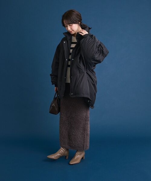 Green　Parks（グリーンパークス）の「シャギーニットスカート（スカート・レディース・アイボリー/チャコールグレー・FREE）」の15枚目の写真