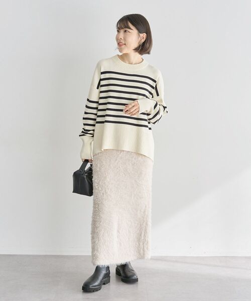 Green　Parks（グリーンパークス）の「シャギーニットスカート（スカート・レディース・アイボリー/チャコールグレー・FREE）」の13枚目の写真