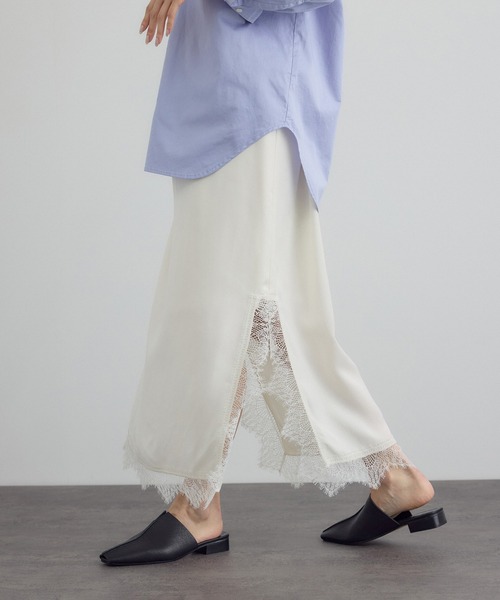 SALON adam et rope'（サロン アダム エ ロペ）の「フレンチレースパネルスカート（スカート・レディース・オフホワイト/ブラック・FREE）」の6枚目の写真