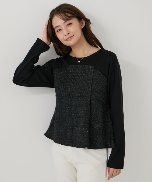 Jayro(ジャイロ)の「ツイードドッキングプルオーバー(Tシャツ/カットソー・レディース・ホワイト系その他2/ブラック・M)」の3枚目の写真