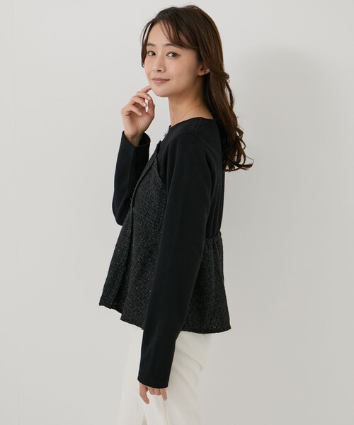 Jayro(ジャイロ)の「ツイードドッキングプルオーバー(Tシャツ/カットソー・レディース・ホワイト系その他2/ブラック・M)」の6枚目の写真