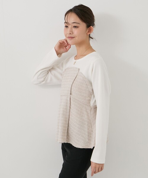 Jayro(ジャイロ)の「ツイードドッキングプルオーバー(Tシャツ/カットソー・レディース・ホワイト系その他2/ブラック・M)」の14枚目の写真