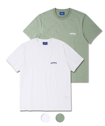 [2パック]ドルフィンアーチロゴTシャツ ホワイト ライトカーキ