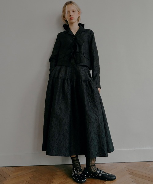 LE CIEL BLEU（ルシェルブルー）の「ジャカードフリルスカート / Jacquard Full Skirt（スカート・レディース・ライトグレー/ブラック・40/38/36/34）」の2枚目の写真