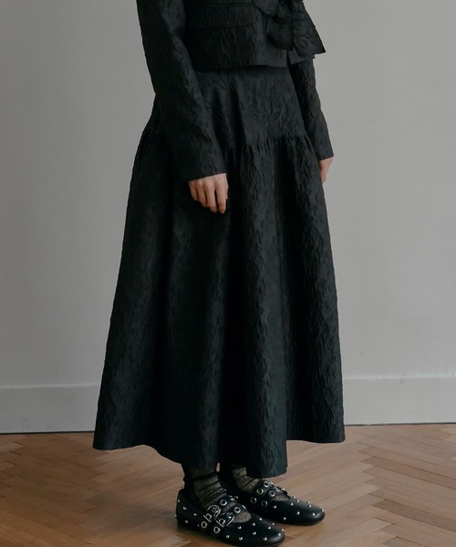 LE CIEL BLEU（ルシェルブルー）の「ジャカードフリルスカート / Jacquard Full Skirt（スカート・レディース・ライトグレー/ブラック・40/38/36/34）」の5枚目の写真