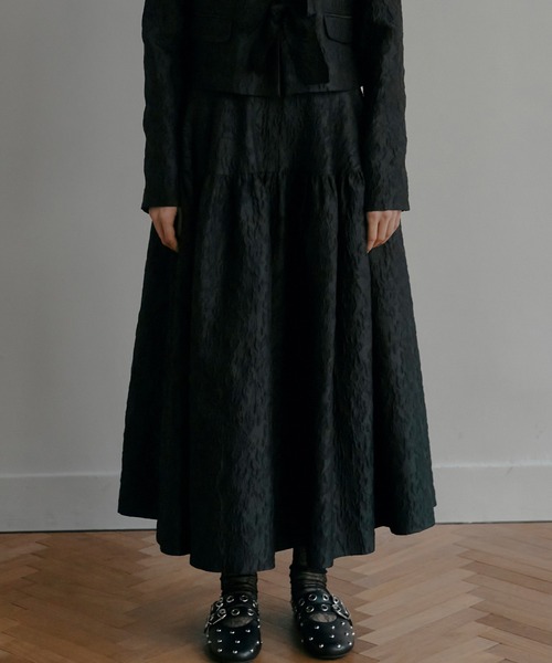 LE CIEL BLEU（ルシェルブルー）の「ジャカードフリルスカート / Jacquard Full Skirt（スカート・レディース・ライトグレー/ブラック・40/38/36/34）」の6枚目の写真