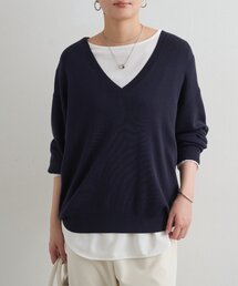 ラウンジドレス　ロゴハンドニット　ネイビー Loungedress - 新品タグ付 ラウンジドレス SARTRE ロゴ刺繍 ニット