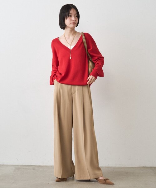 LOUNGEDRESS(ラウンジドレス)の「ディープVニット(ニット/セーター・レディース・レッド/ベージュ・FREE)」の19枚目の写真