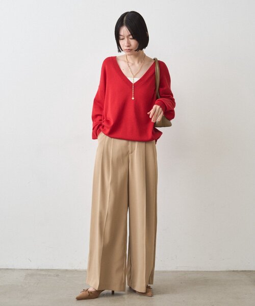 LOUNGEDRESS(ラウンジドレス)の「ディープVニット(ニット/セーター・レディース・レッド/ベージュ・FREE)」の20枚目の写真