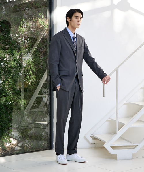 GLOBAL WORK（グローバルワーク）の「ストレッチTWパンツ/Salon de GW/600872（スラックス・メンズ・グレイッシュベージュ/ネイビー/モカ/チャコールグレー・MEDIUM/SMALL/X-LARGE/LARGE）」の7枚目の写真