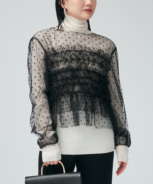 IENA チュールフリルBL IENA LA BOUCLEチュールフリルブラウス