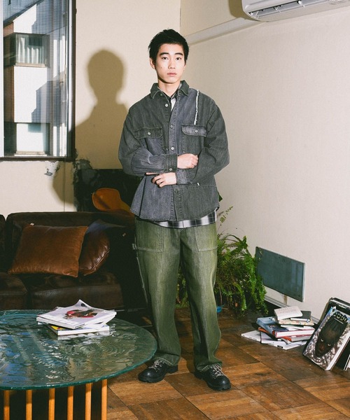 niko and...（ニコアンド）の「デニムパッチワークシャツ DENIM PATCHWORK SHIRT [niko and ...JEANS]（シャツ/ブラウス・メンズ・インディゴブルー/ブラック・MEDIUM/LARGE）」の3枚目の写真