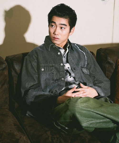 niko and...（ニコアンド）の「デニムパッチワークシャツ DENIM PATCHWORK SHIRT [niko and ...JEANS]（シャツ/ブラウス・メンズ・インディゴブルー/ブラック・MEDIUM/LARGE）」の6枚目の写真