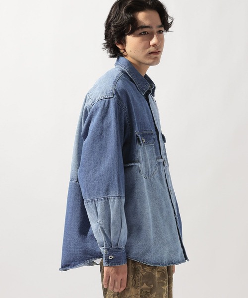 niko and...（ニコアンド）の「デニムパッチワークシャツ DENIM PATCHWORK SHIRT [niko and ...JEANS]（シャツ/ブラウス・メンズ・インディゴブルー/ブラック・MEDIUM/LARGE）」の20枚目の写真
