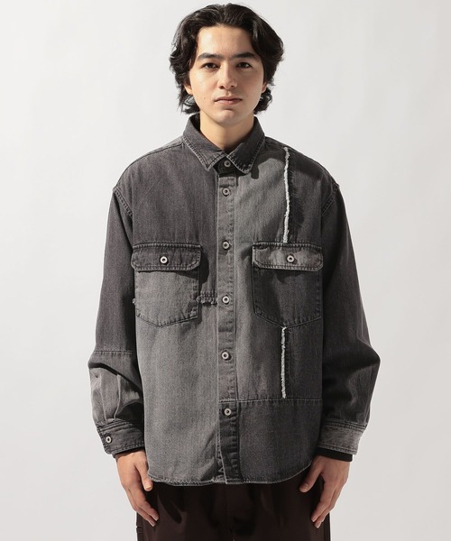 niko and...（ニコアンド）の「デニムパッチワークシャツ DENIM PATCHWORK SHIRT [niko and ...JEANS]（シャツ/ブラウス・メンズ・インディゴブルー/ブラック・MEDIUM/LARGE）」の21枚目の写真