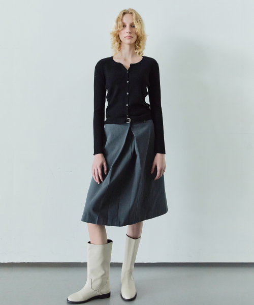 IHR(アイエイチアール)の「フロントタックミディスカート / チャコール(スカート・レディース・その他・SMALL/MEDIUM)」の1枚目の写真