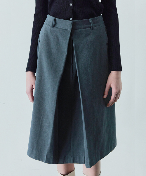 IHR(アイエイチアール)の「フロントタックミディスカート / チャコール(スカート・レディース・その他・SMALL/MEDIUM)」の2枚目の写真
