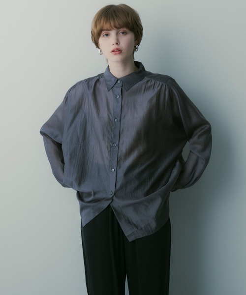 SERENO(セレーノ)の「オーバーサイズ シアーシャツ(シャツ/ブラウス・レディース・ブラウン/グレー・L/M)」の2枚目の写真