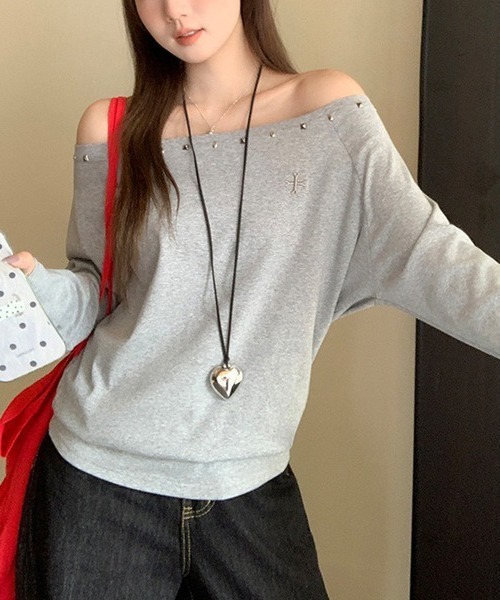 NANEA(ナネア)の「スタッズ付きワンショルダーカットソー(Tシャツ/カットソー・レディース・ホワイト/グレー/ブラック・LARGE/MEDIUM/SMALL)」の16枚目の写真