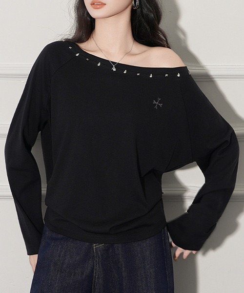 NANEA(ナネア)の「スタッズ付きワンショルダーカットソー(Tシャツ/カットソー・レディース・ホワイト/グレー/ブラック・LARGE/MEDIUM/SMALL)」の11枚目の写真
