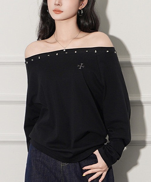 NANEA(ナネア)の「スタッズ付きワンショルダーカットソー(Tシャツ/カットソー・レディース・ホワイト/グレー/ブラック・LARGE/MEDIUM/SMALL)」の20枚目の写真