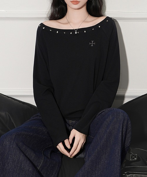 NANEA(ナネア)の「スタッズ付きワンショルダーカットソー(Tシャツ/カットソー・レディース・ホワイト/グレー/ブラック・LARGE/MEDIUM/SMALL)」の13枚目の写真